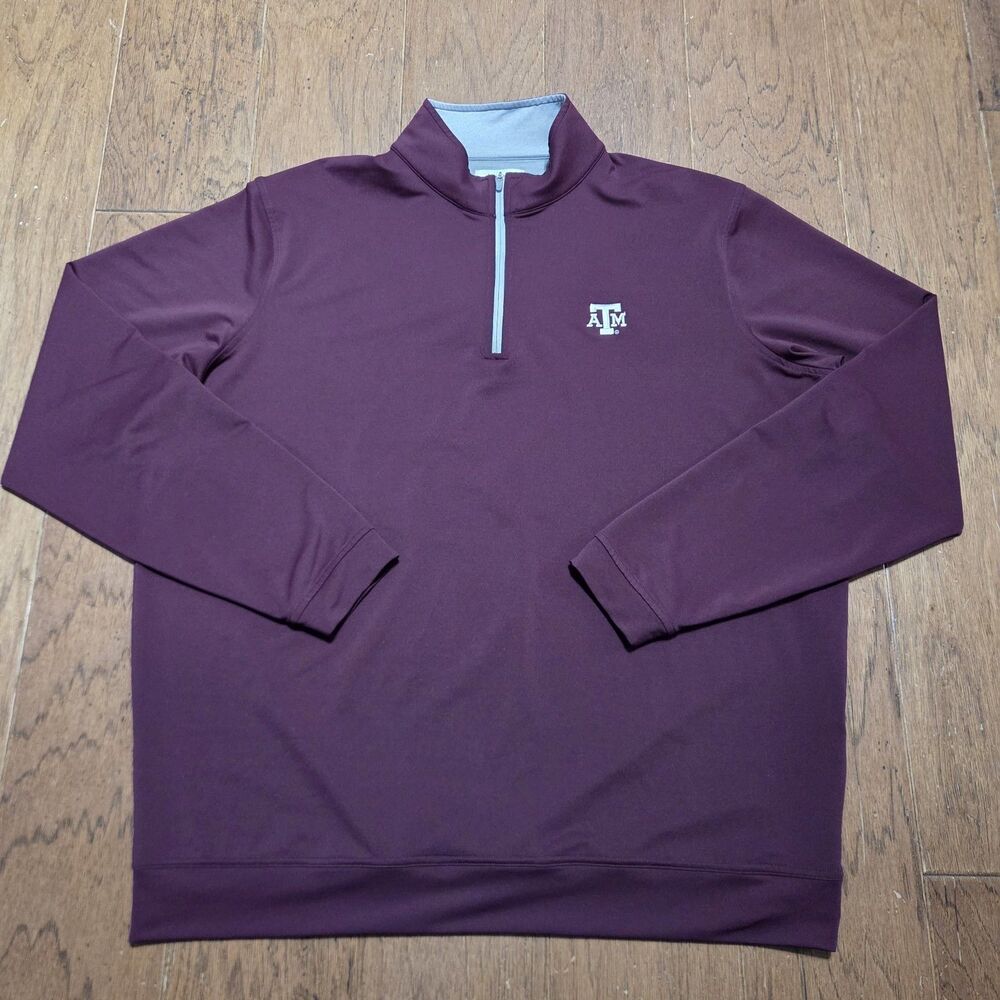 Peter Millar Texas A&M Perth Maroon Performance Quarter Zip Mens Sz XL